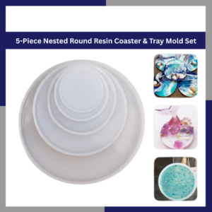 5-Piece Nested Round Resin Coaster & Tray Mold Set