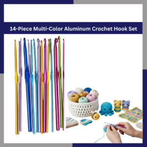 14-Piece Multi-Color Aluminum Crochet Hook Set